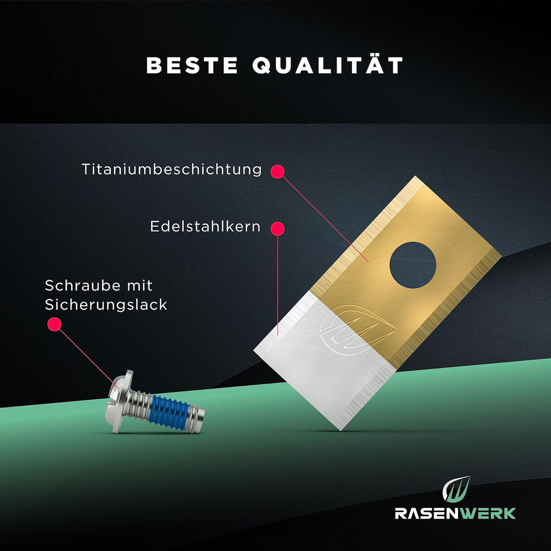 RASENWERK® - Hochwertige Mähroboter Messer mit passenden Schrauben - Universal Ersatzklingen Ersatzm