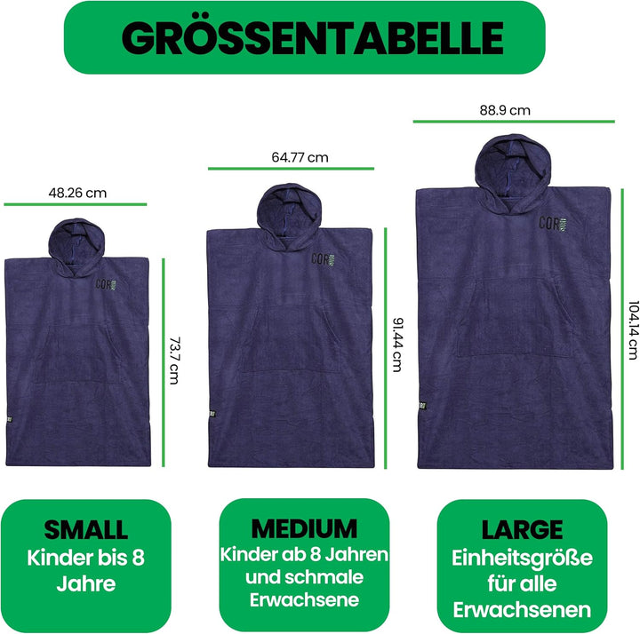 COR Surf Kinder Handtuch Poncho - Weicher, schnell trocknender Bade Poncho aus Mikrofaser, Kapuzenha