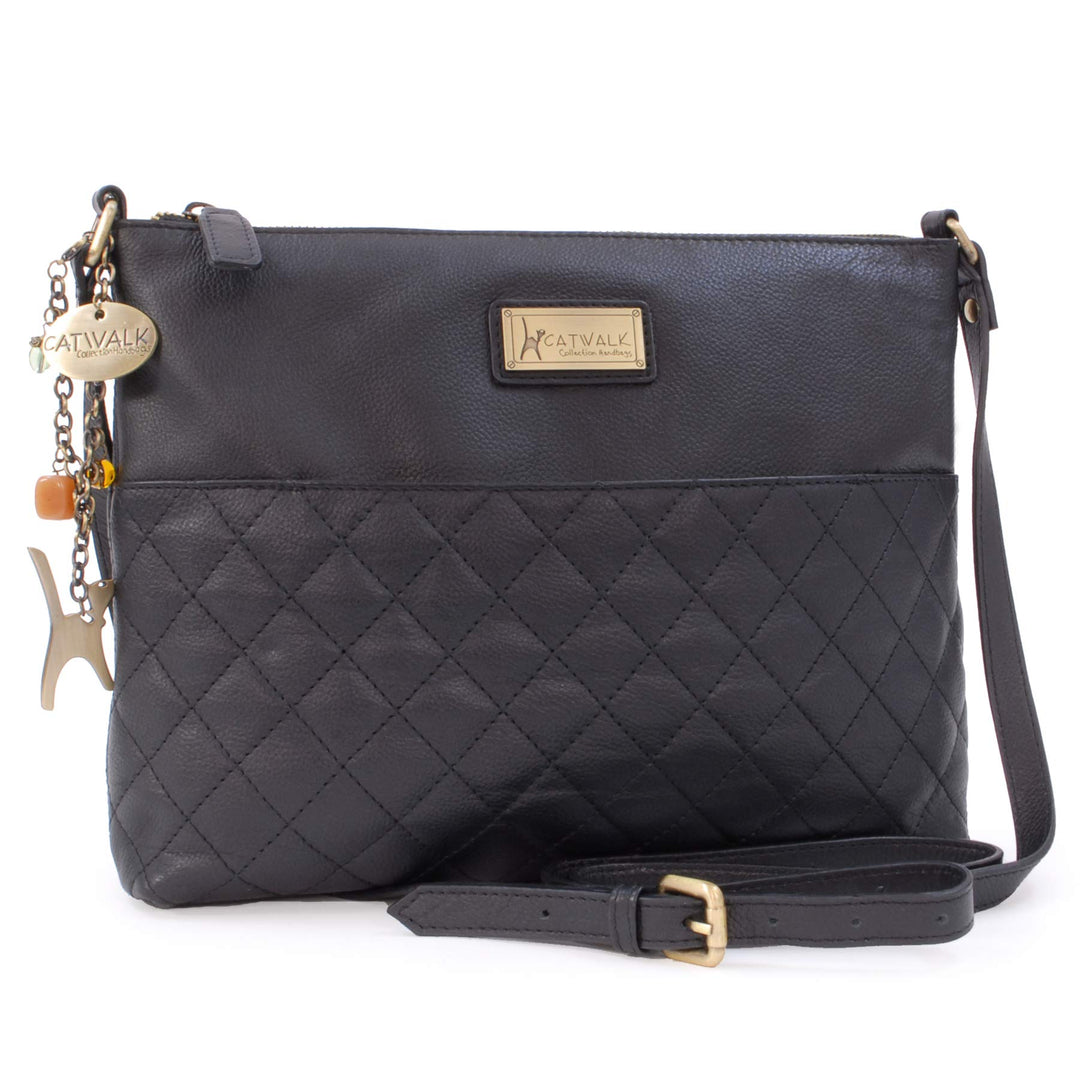 Catwalk Collection Handbags - Damen Umhängetasche Mittelgross - Crossbody Bag/Handtasche - Gesteppte