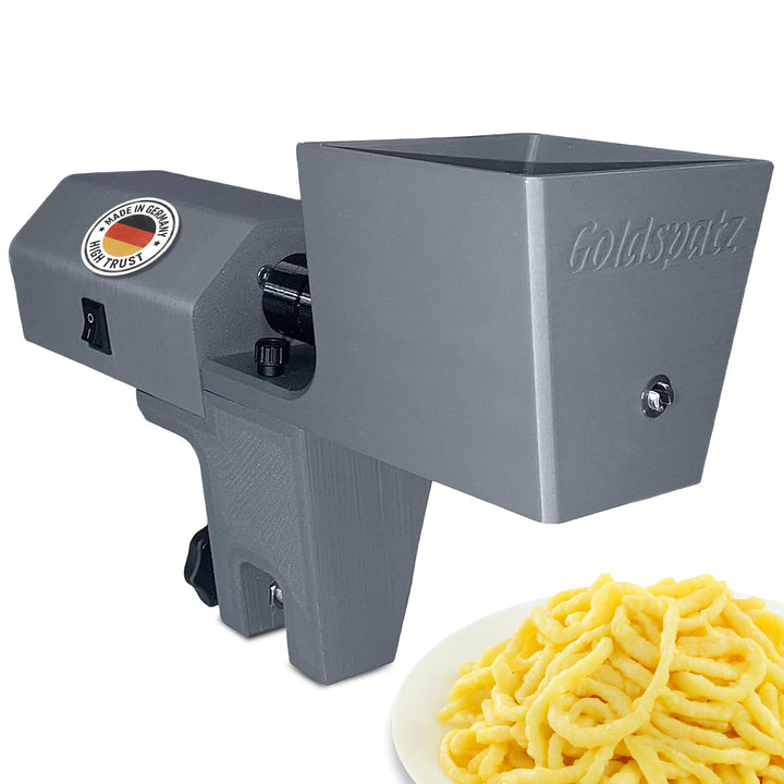 Profi MAX Plus elektrische Spätzlemaschine - mit Elektromotor, Edelstahlkurbel & Klemme - für bis zu