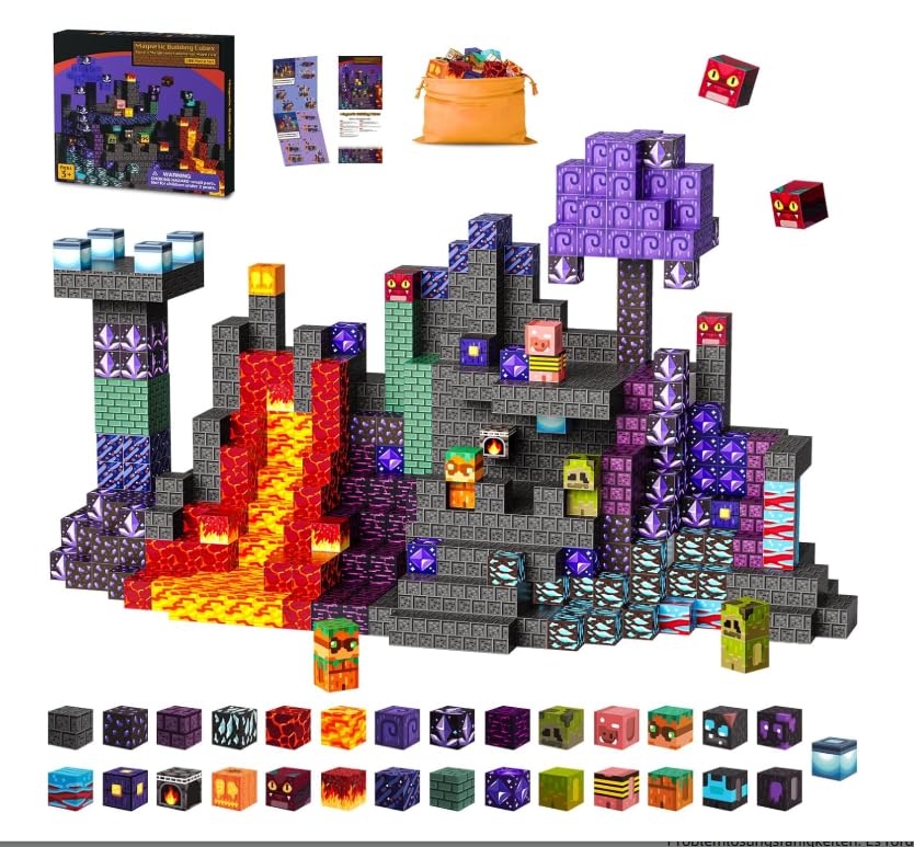 Magnetische Bausteine, 100 Stück Baue Mine Magnet Welt Set, Magnetblöcke Spielzeug Magnetbausteine f
