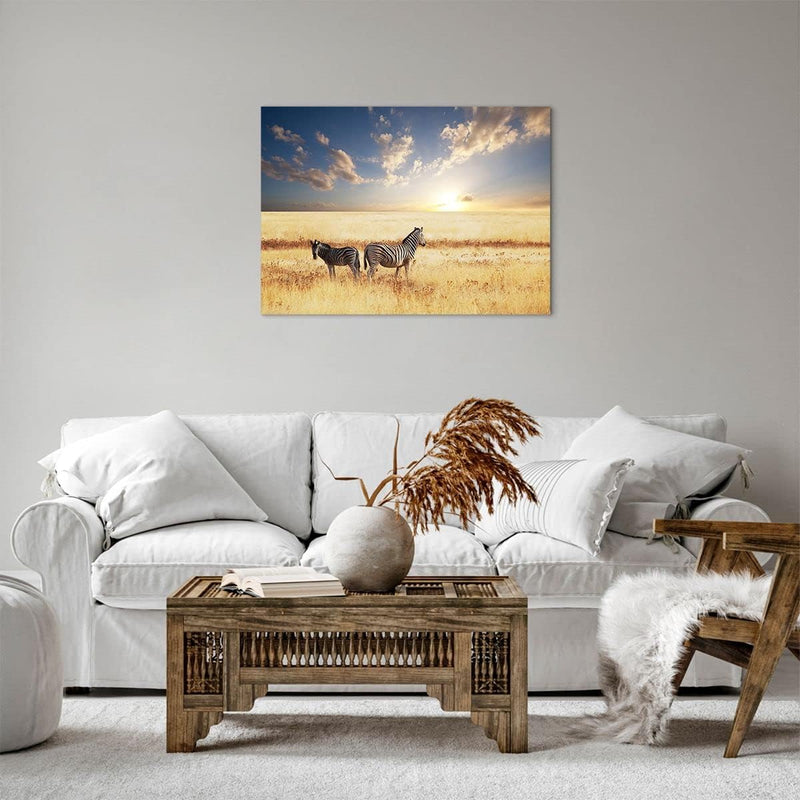 Bilder auf Leinwand Zebra tier gestreift savanne Leinwandbild 70x50cm Wandbilder Dekoration Wohnzimm