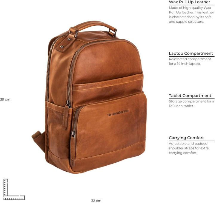 The Chesterfield Brand Austin - Rucksack 14" 39 cm Cognac Einheitsgrösse, Cognac Einheitsgrö&#x