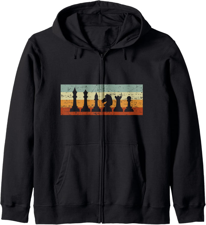 Vintage Schachfiguren Retro Schachspieler Schachdesign Kapuzenjacke