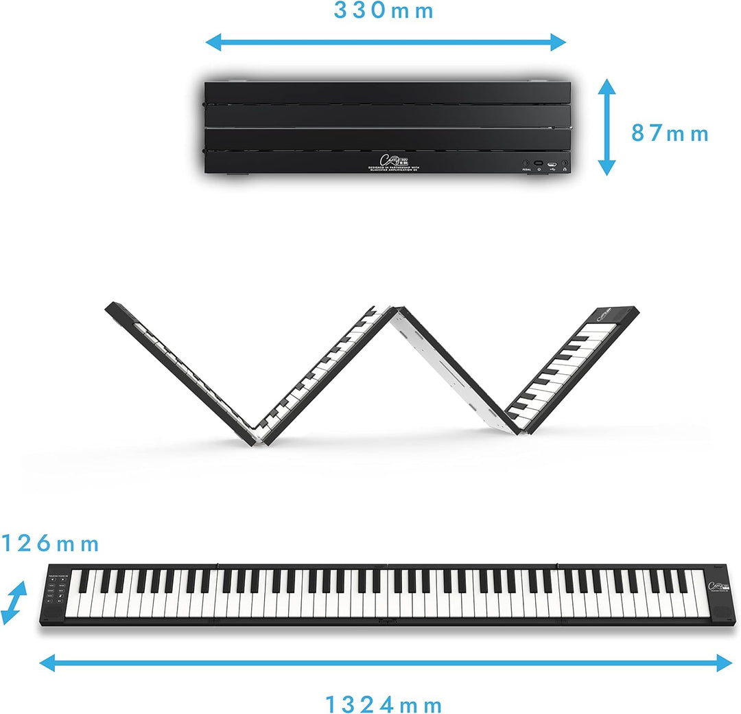BLACKSTAR Carry-On Tragbares Schwarz klappbares Digitalpiano mit 88 Tasten von Blackstar & VARTA Bat