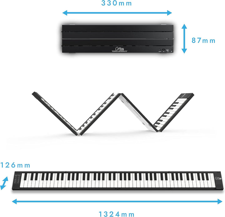 BLACKSTAR Carry-On Tragbares Schwarz klappbares Digitalpiano mit 88 Tasten von Blackstar & VARTA Bat