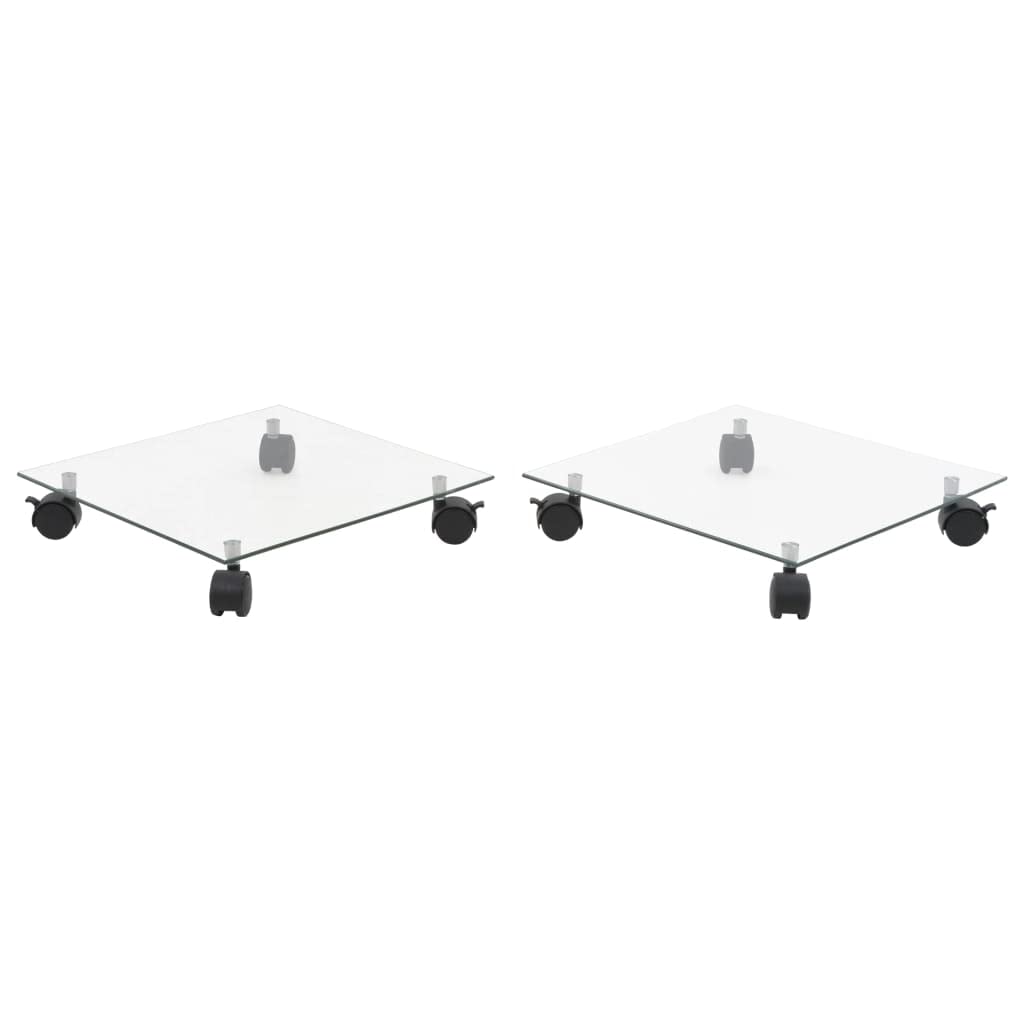 vidaXL 2X Pflanzenroller Hartglas 35x35cm Untersetzer Blumenroller Rollbrett