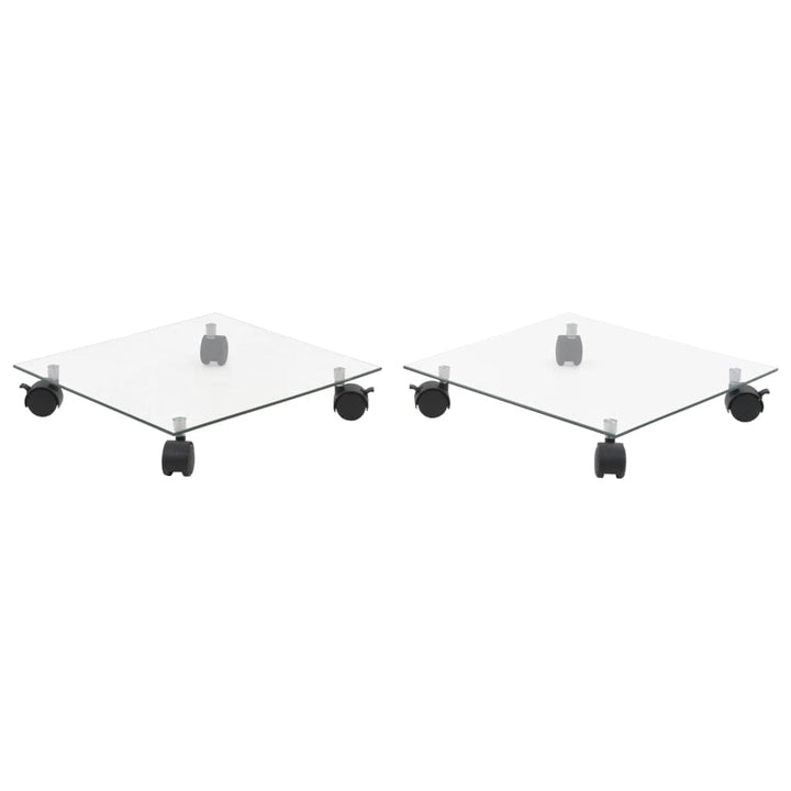 vidaXL 2X Pflanzenroller Hartglas 35x35cm Untersetzer Blumenroller Rollbrett