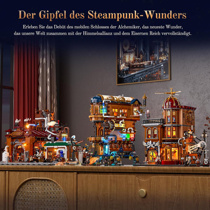 Lumibricks Alchemistisches Bewegliches Schloss LED-Bauset – 2690 Teile Steampunk-Fantasiemodell mit