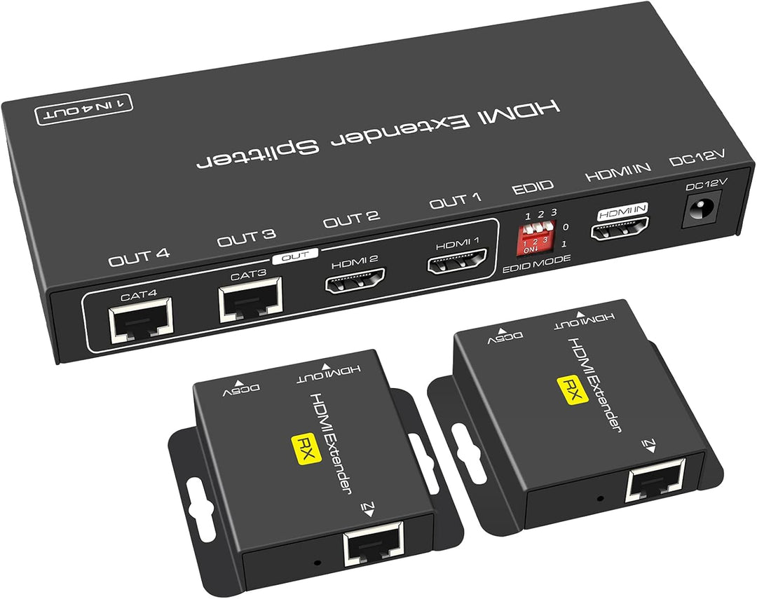 VEDINDUST HDMI Splitter Extender 1 in 2 Out 50m (165ft), über Cat5e / 6/7 Ethernet HDMI Sender Empfä