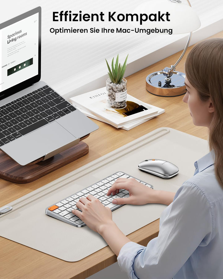 ProtoArc Beleuchtete Kompakte Bluetooth-Tastatur und Maus für Mac, KM90-A Mehrgeräte Kabellose QWERT