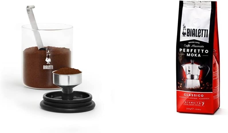 Bialetti 250 g Mokkaglas für Kaffee (mit Verschluss), Glas & - Perfetto Moka Classico: Gemahlener Ka