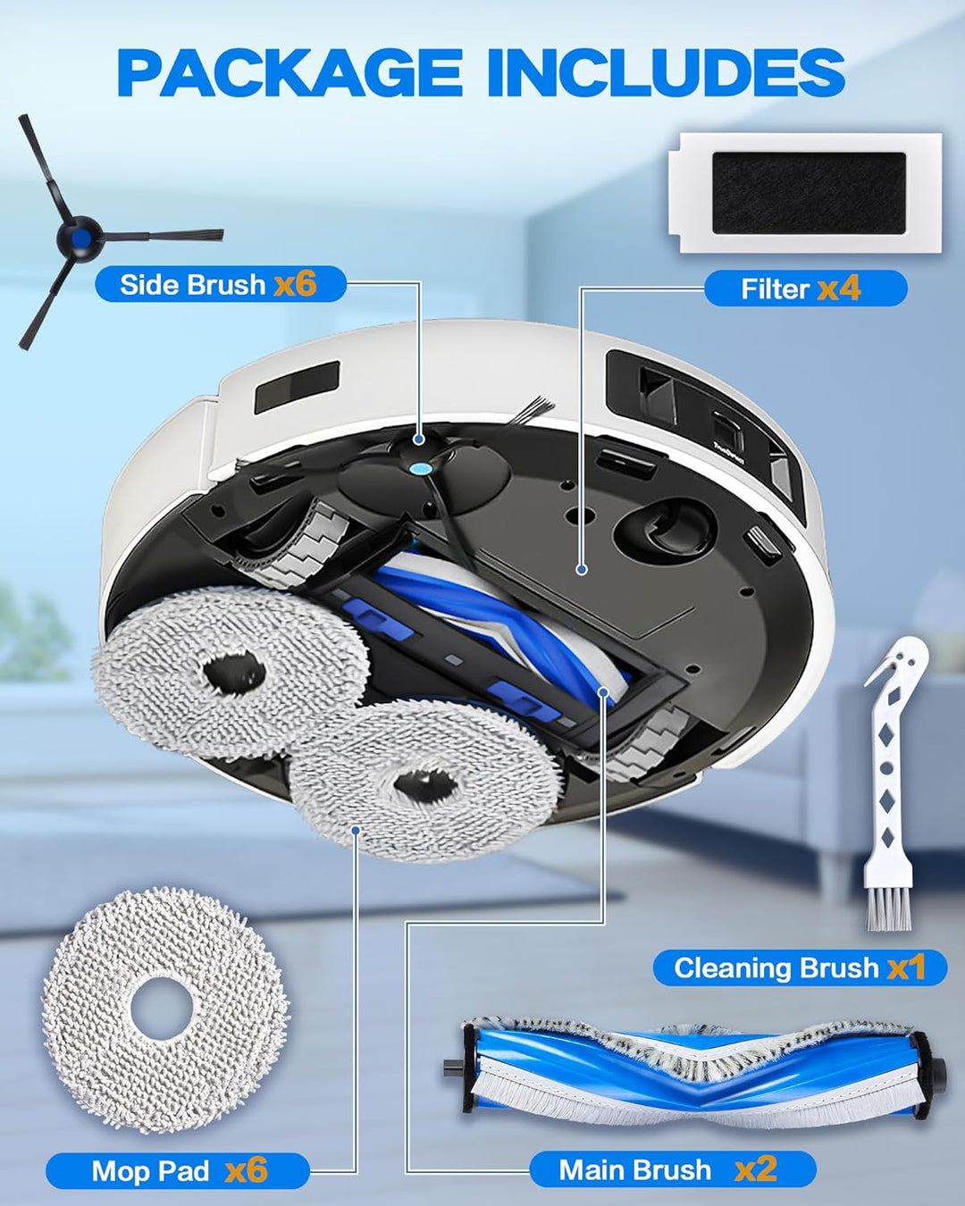 19 Stück Ersatzteile für ECOVACS T30 Omni/ T30 PRO Omni/ T30S/ T30S PRO Staubsauger, Zubehörset für
