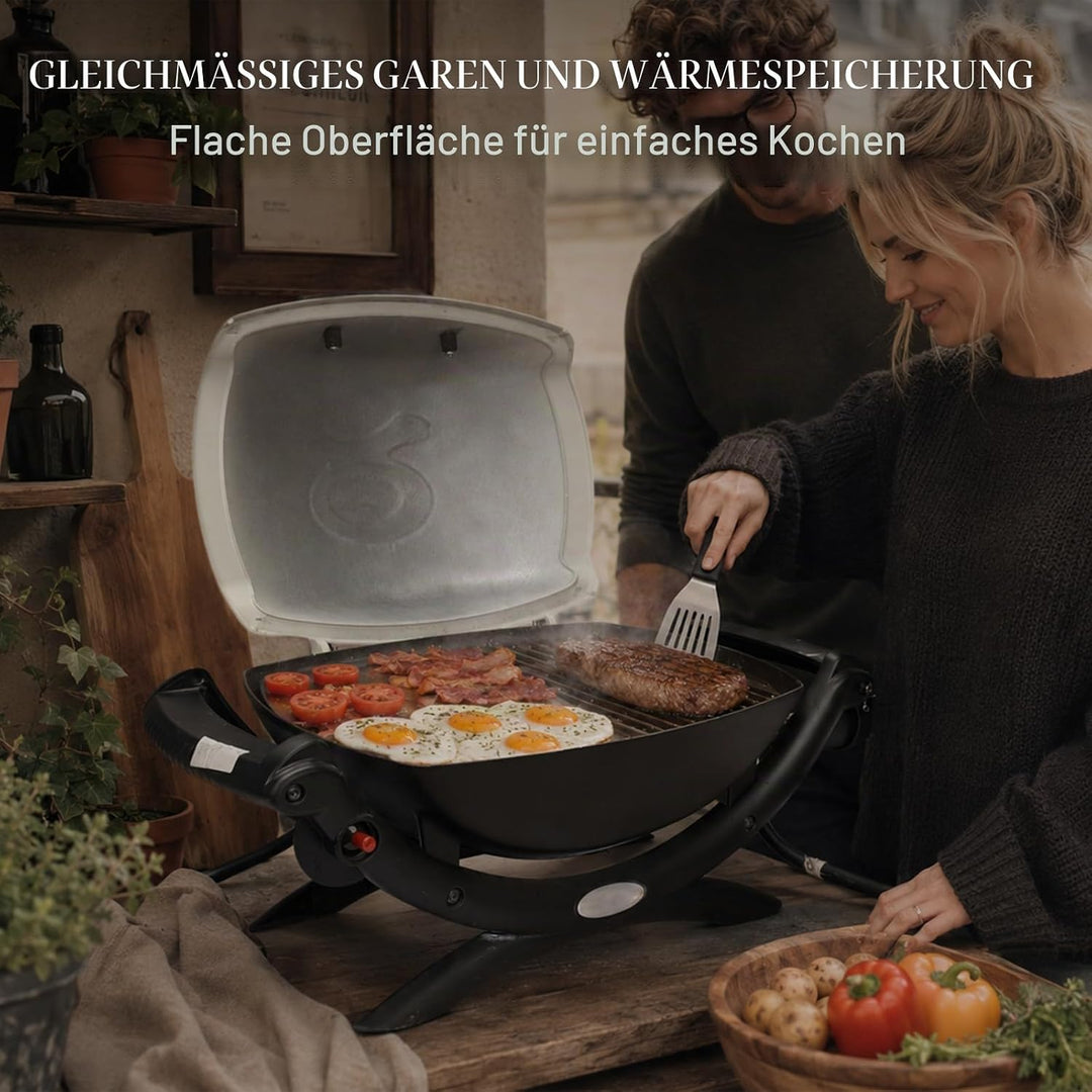 6558 Gusseisen Grillplatte für Weber Q100 Q120 Q1000 Q1200 Series, 32 x 22cm Gusseisen Griddle Ersat