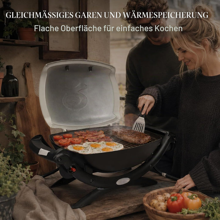6558 Gusseisen Grillplatte für Weber Q100 Q120 Q1000 Q1200 Series, 32 x 22cm Gusseisen Griddle Ersat