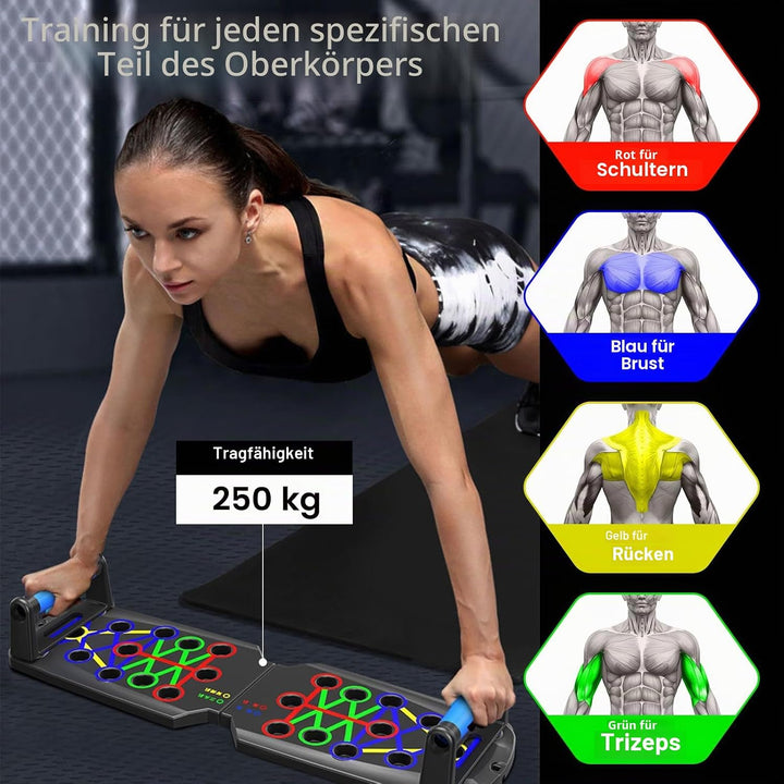 Liegestützbrett mit Automatischer Zählung, Multifunktionales 30-in-1 Push Up Board, Faltbares Fitnes