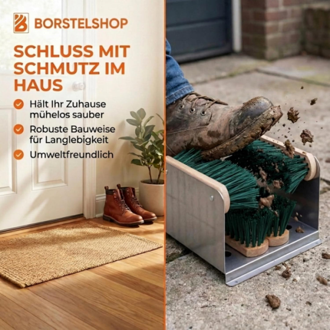 Borstelshop Schuhabstreifer mit Halterung - Fussabtreter Aussenbereich - Fussabtreter Aussen - Schuh
