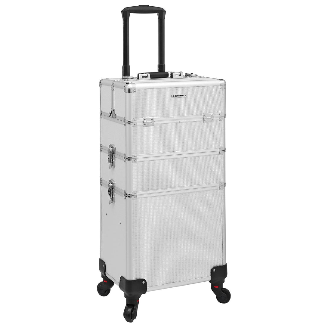 SONGMICS Kosmetikkoffer, Trolley, 3-in-1 Schminkkoffer, gross, Friseurkoffer, 35 x 25 x 69,8 cm, abs