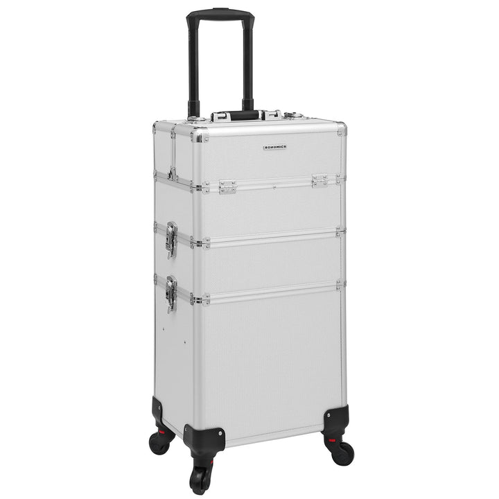 SONGMICS Kosmetikkoffer, Trolley, 3-in-1 Schminkkoffer, gross, Friseurkoffer, 35 x 25 x 69,8 cm, abs