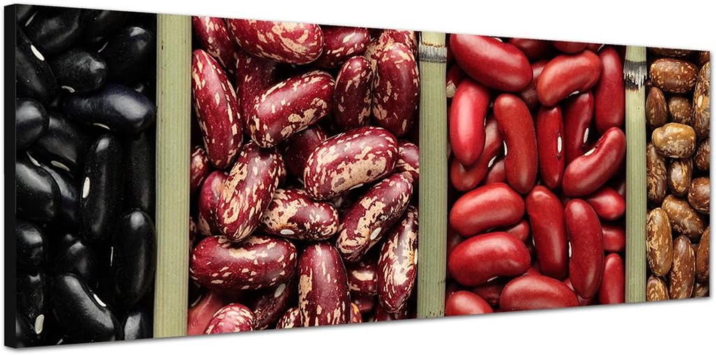 Paul Sinus Art Panoramabild auf Leinwand und Keilrahmen 150x50cm Bohnen Gemüse Sortiment bunt