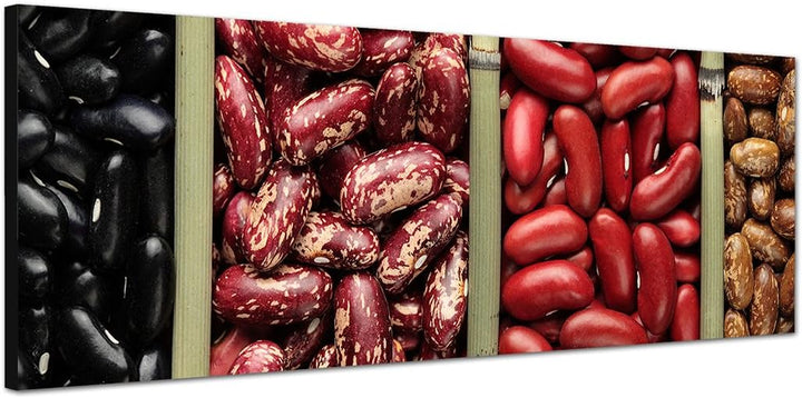 Paul Sinus Art Panoramabild auf Leinwand und Keilrahmen 150x50cm Bohnen Gemüse Sortiment bunt