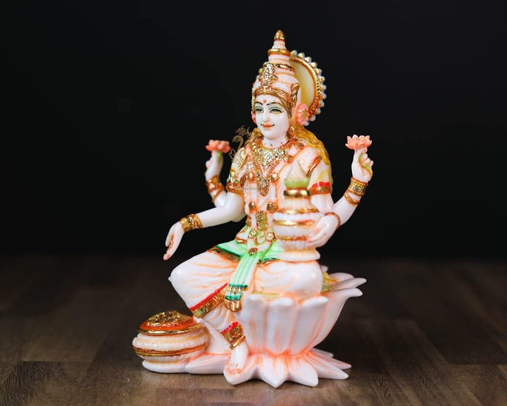 SHIVAJI ARTS Laxmi Statue, Marmor, Weiss, 18 cm