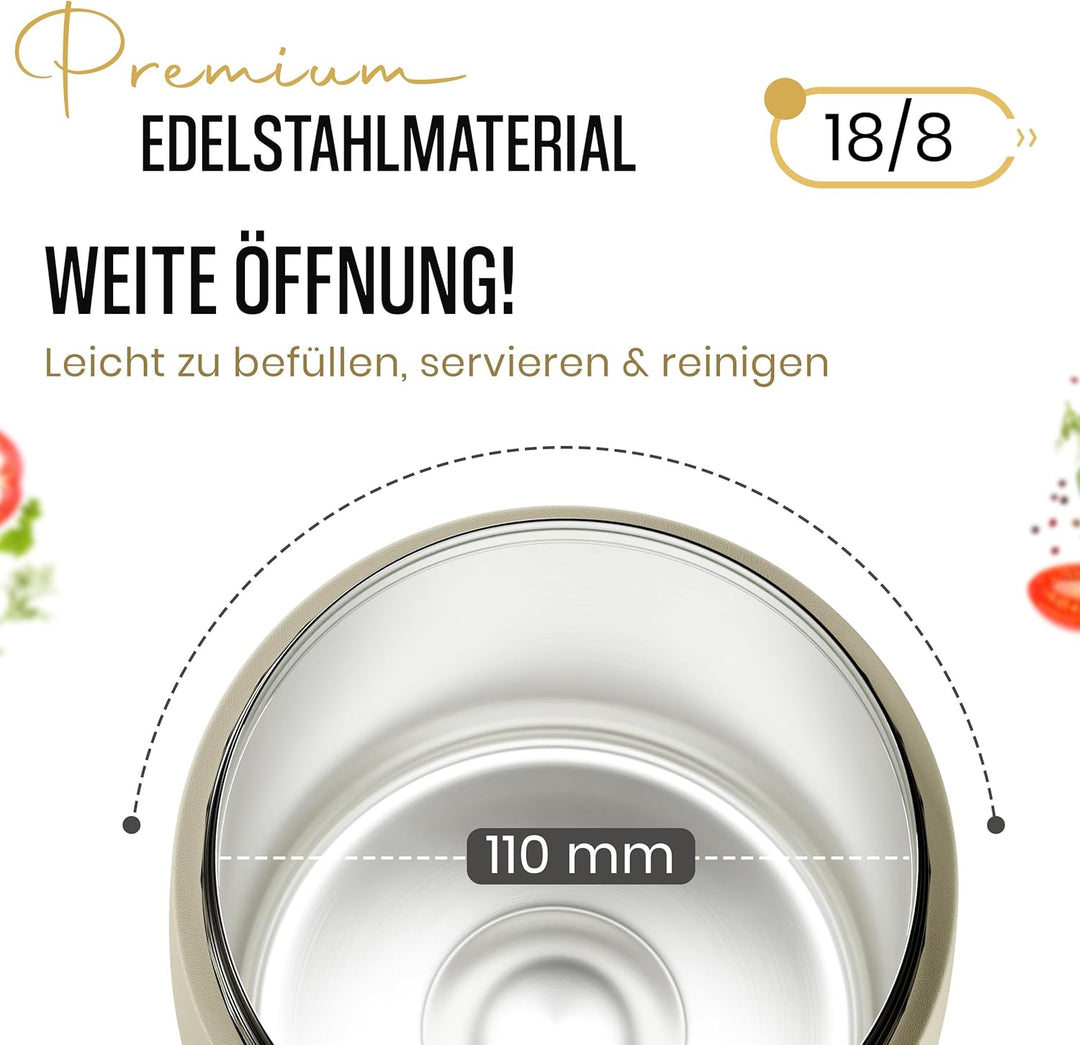 HEEMBURG Thermobehälter für Essen, Henkelmann 1L, Edelstahl, Doppelwand isoliert, Lunchbox Warmhalte