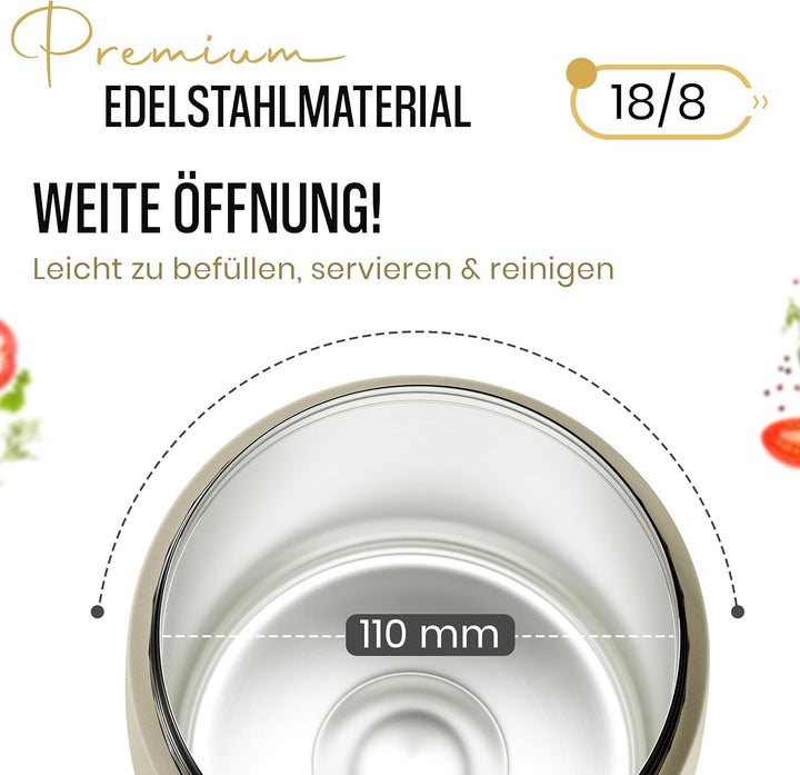 HEEMBURG Thermobehälter für Essen, Henkelmann 1L, Edelstahl, Doppelwand isoliert, Lunchbox Warmhalte