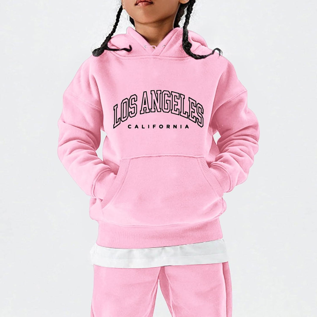 Zofedap LOS Angeles Hoodie Kinder Mädchen Teenager Oversize Kapuzenpullover Sweatshirt mit Taschen L