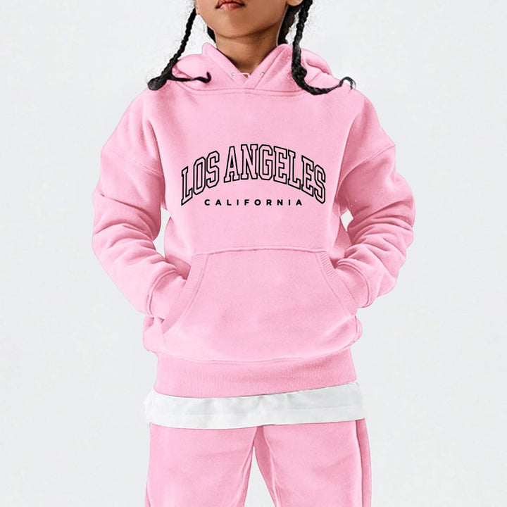 Zofedap LOS Angeles Hoodie Kinder Mädchen Teenager Oversize Kapuzenpullover Sweatshirt mit Taschen L