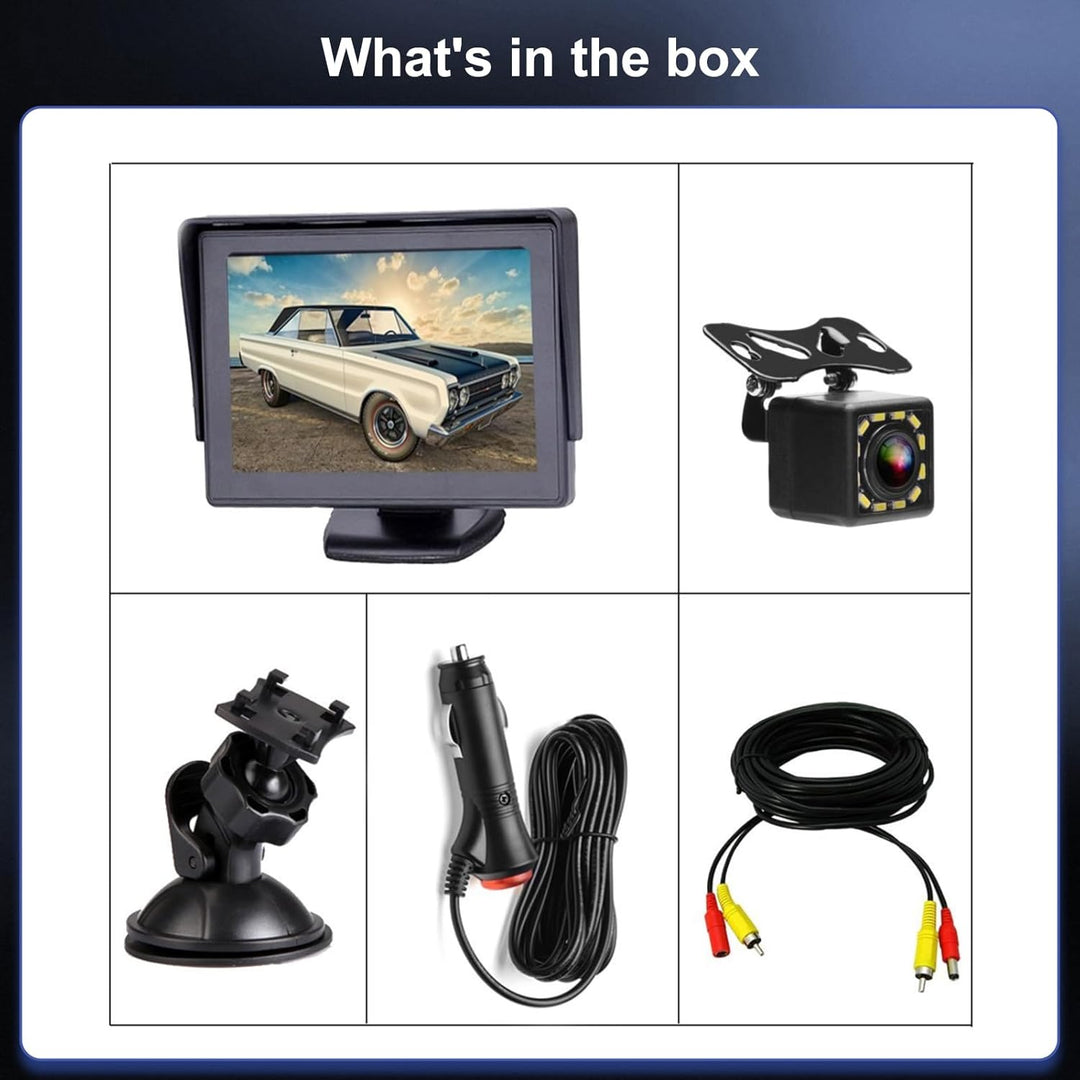 Rimoody Rückfahrkamera Auto Rückansicht mit Nachtsicht 12 LED Wasserdicht Rückfahrsystem 4.3 LCD Mon