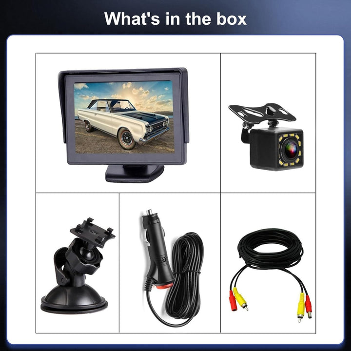 Rimoody Rückfahrkamera Auto Rückansicht mit Nachtsicht 12 LED Wasserdicht Rückfahrsystem 4.3 LCD Mon