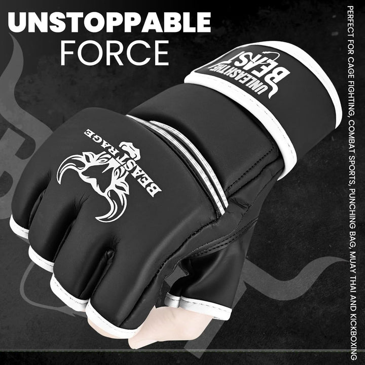 BEASTRAGE MMA Handschuhe für Männer und Frauen,Martial Arts Mitts Grappling Sparring,Ventilated Palm