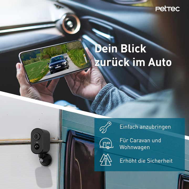 PetTec Cam Free 4G LTE Kamera ohne WLAN [LTE-Tarif kostenpflichtig] – Akku Outdoor Kamera für Stall,