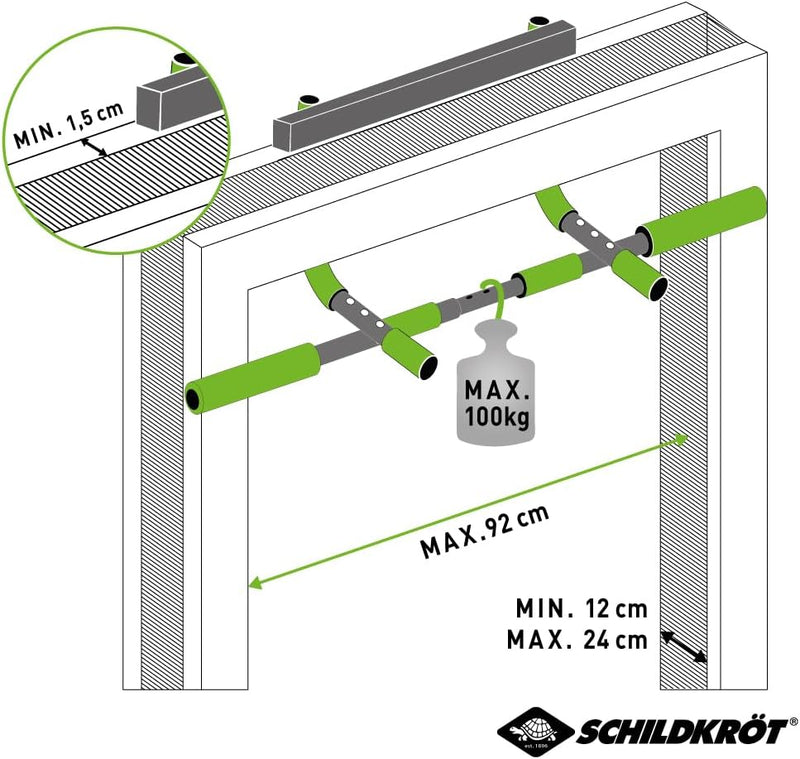 Schildkröt Multifunktions-Türreck 4 in 1, Multifunktional verstellbar, max. 100 kg Grün-Schwarz, 960