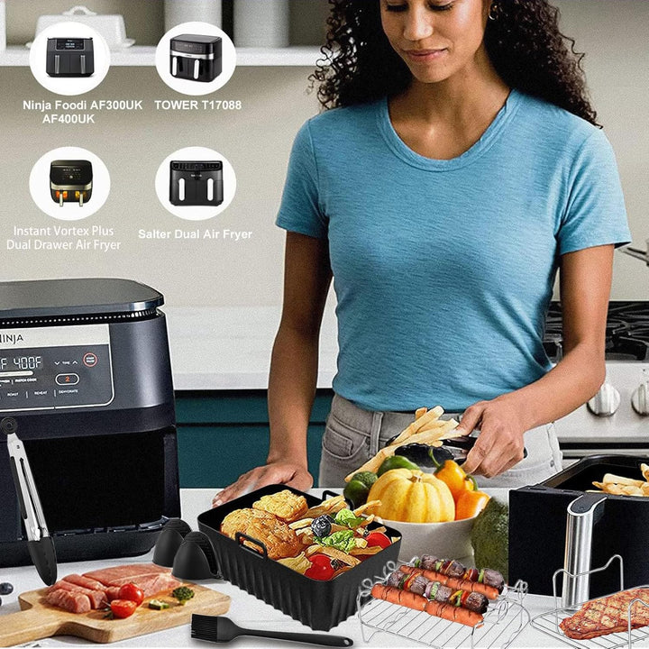 Heissluftfritteuse Zubehör für Ninja-8 Stück Airfryer Zubehör für Ninja Foodi Max Dual Zone AF400EU/