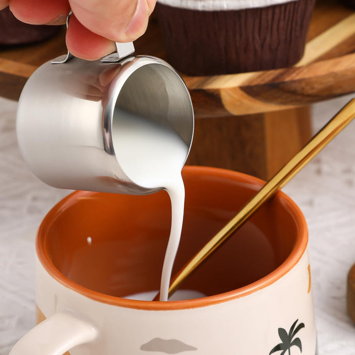 Cabilock Edelstahl Milchkännchen 2Er Set 60Ml Milchaufschäumer Kännchen Für Kaffee Latte Art Sauce D