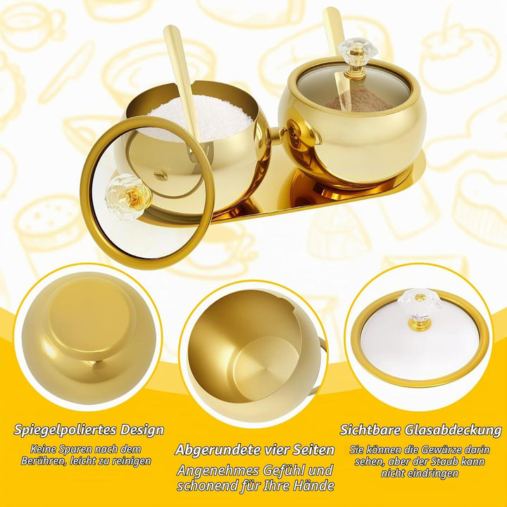 Gewürzgläser 304 Edelstahl,Gewürzdosen mit Löffel,Gewürzstreuer,Gewürzbehälter,Spice Jars für Salz,Z