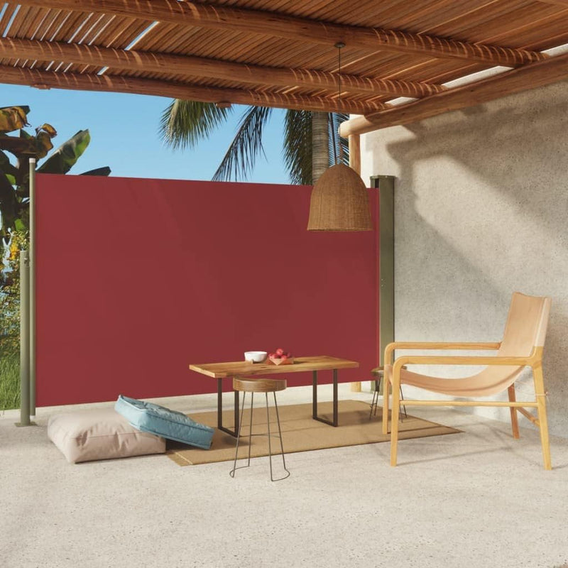 FIRBNUS Seitenmarkise Ausziehbar 180x300 cm Rot Sichtschutz Balkon Sichtschutz Garten Sonnenschutz T