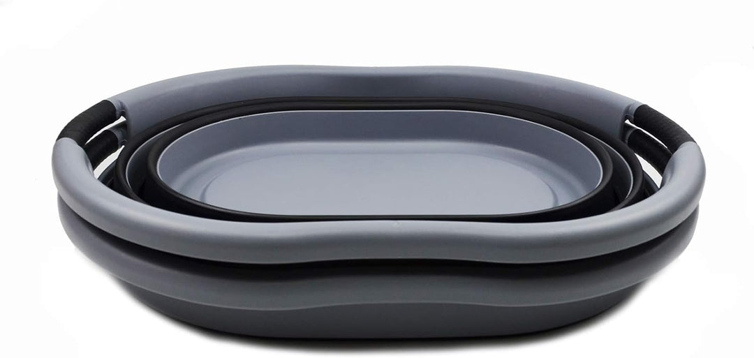 SAMMART 36L Collapsible Plastic Wäschekorb - Ovale Wanne/Korb - Faltbarer Vorratsbehälter/Organizer