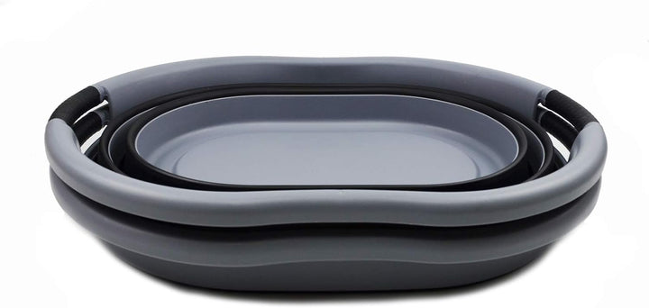 SAMMART 36L Collapsible Plastic Wäschekorb - Ovale Wanne/Korb - Faltbarer Vorratsbehälter/Organizer