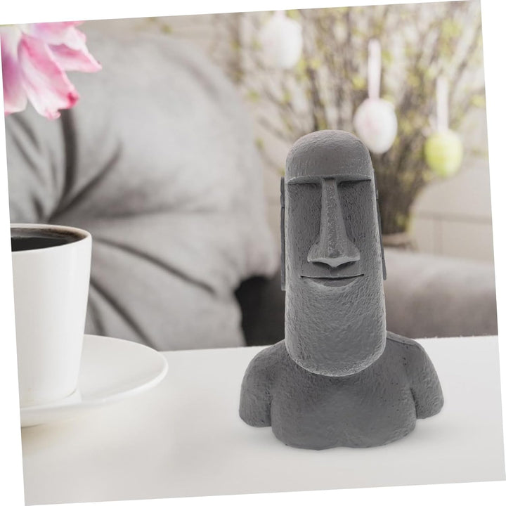 Happyyami Steinstatue Moai-Figur Moai-Statue Moai Tiki Kopf Figur Osterinselfigur Desktop-Moai-Dekor