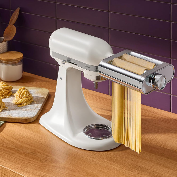 KitchenAid Metall 3-in-1 Nudelvorsatz 5KSM3MPA, Nudelroller, Schneider, enthält Nudelwalze, Spaghett