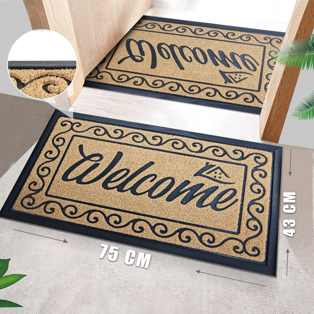 Yimobra Fussmatte Aussen, 75 x 43 cm, rutschfest, Wetterfest, Waschbar, Wellcome Schmutzfangmatte fü