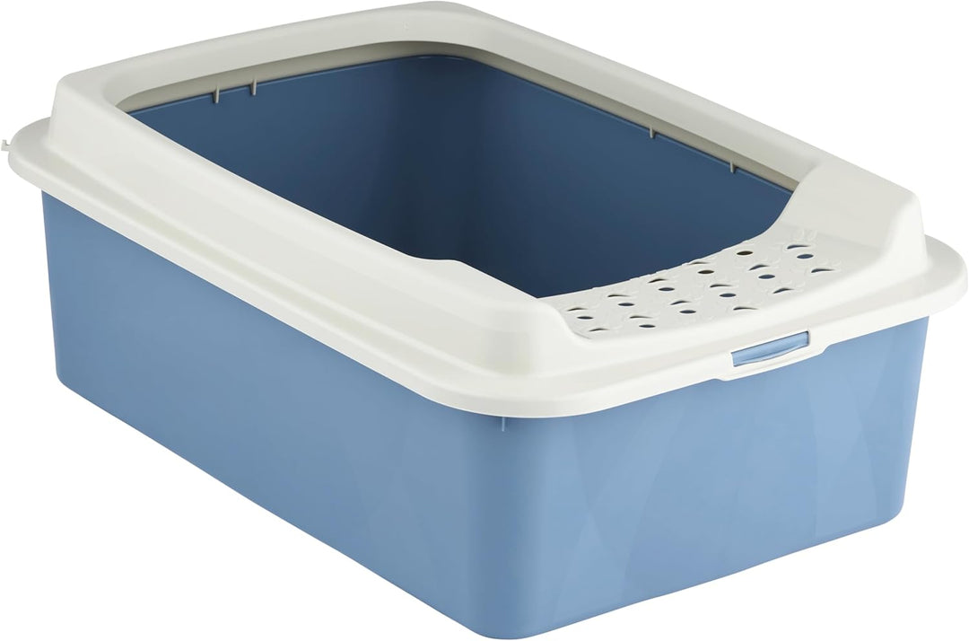 Rotho MyPet Eco Bonnie Katzenklo mit Top-Eingang, Kunststoff (PP recycelt), weiss/blau, M (57.2 x 39