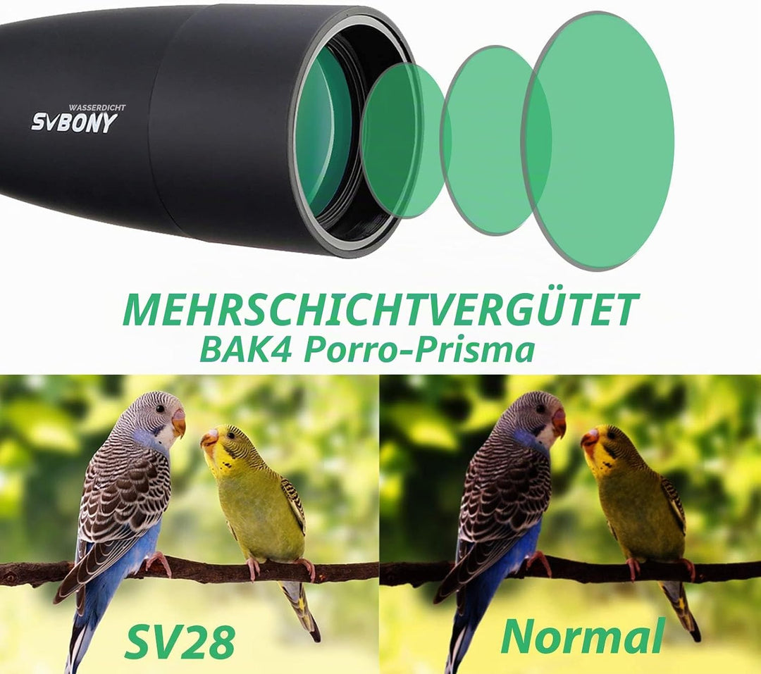 Svbony SV28 Spektiv, 25-75x70 Spektiv mit Stativ, HD BAK4 Prisma FMC Objektiv Spektiv mit Telefonada
