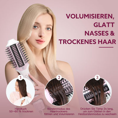 Webeauty [Dual Mode] Föhnbürste & Glättbürste, [4 in 1] Hohe Geschwindigkeit Warmluftbürste 110.000