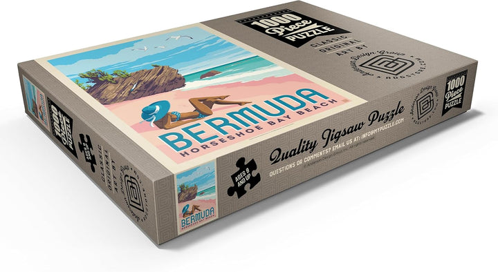 Bermuda: Horseshoe Bay Beach, Vintage Poster - Premium 1000 Teile Puzzle - MyPuzzle Sonderkollektion
