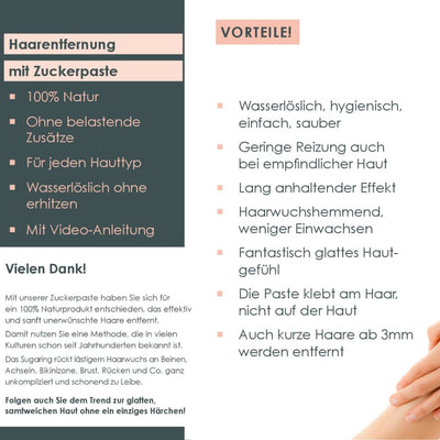 Sugaring4You +1 Zuckerpaste Beauty-Set zur sanften Haarentfernung | Für Intim und Achseln (feste Haa