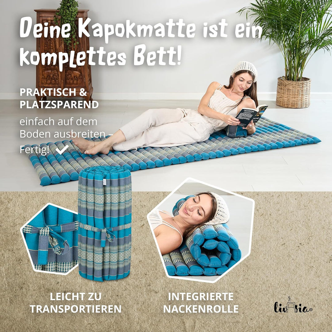 livasia Rollmatte Rollmatratze L-200x110x4,5cm, Gästebett Gästematratze 1 Person, Reisebett Kofferra